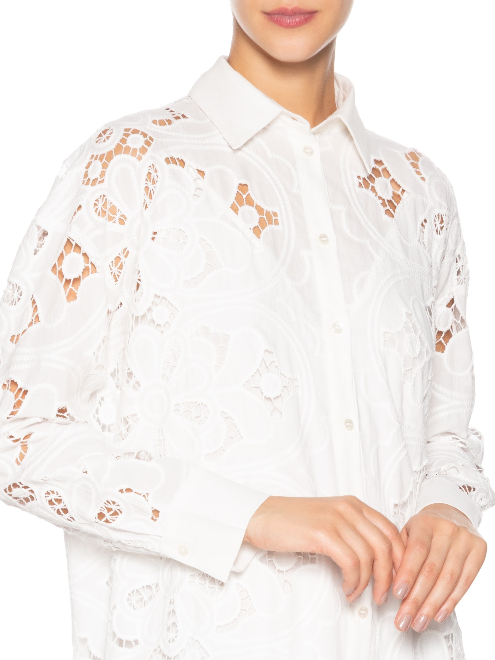 Vestido Chemise Renda Branco Maria Filó