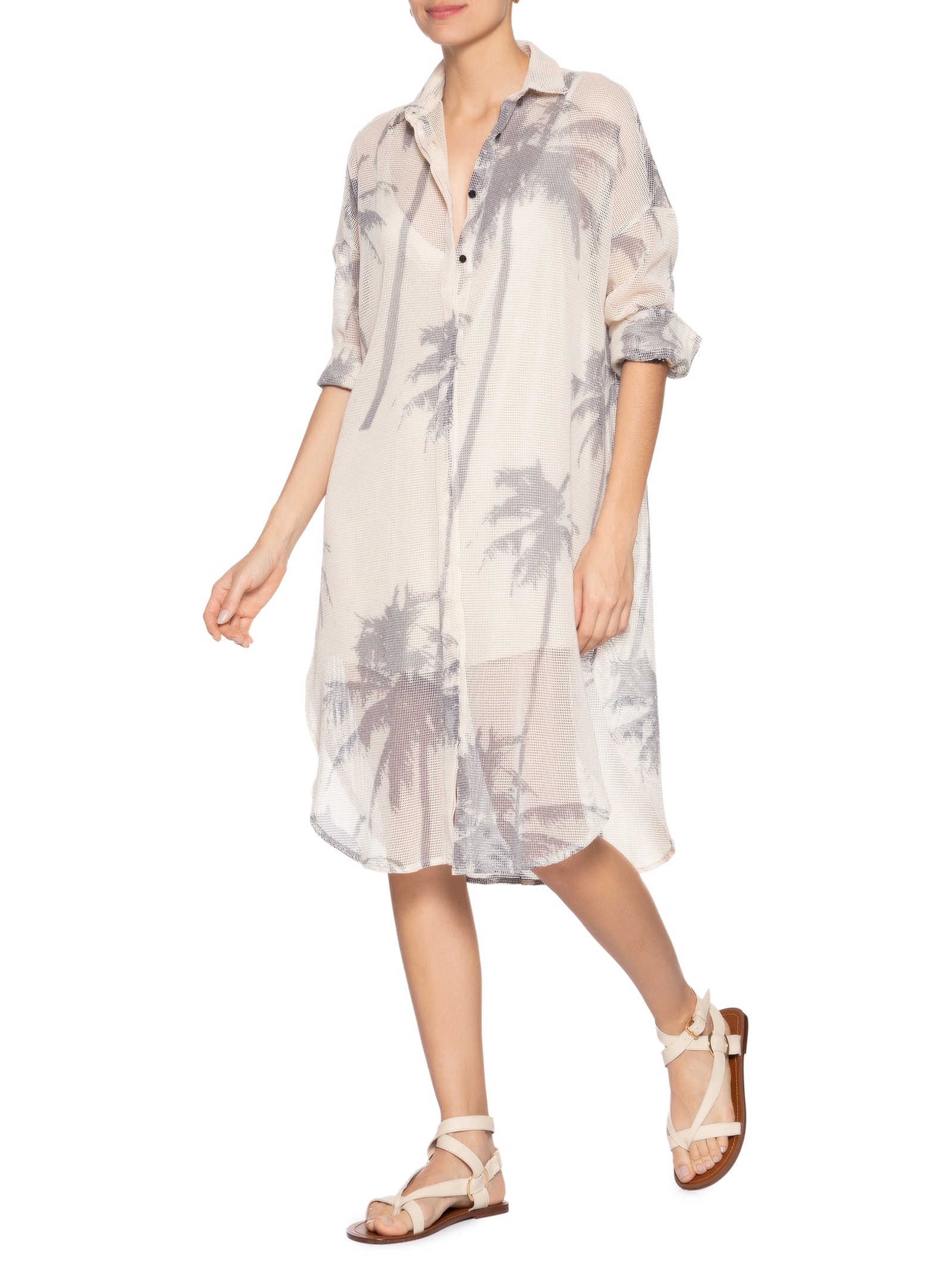 Vestido Chemise Tela Coqueiro Off White Osklen