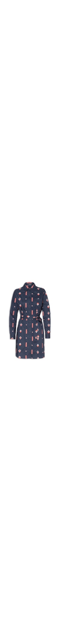 Vestido Chemisier Bordado Marine – Azul