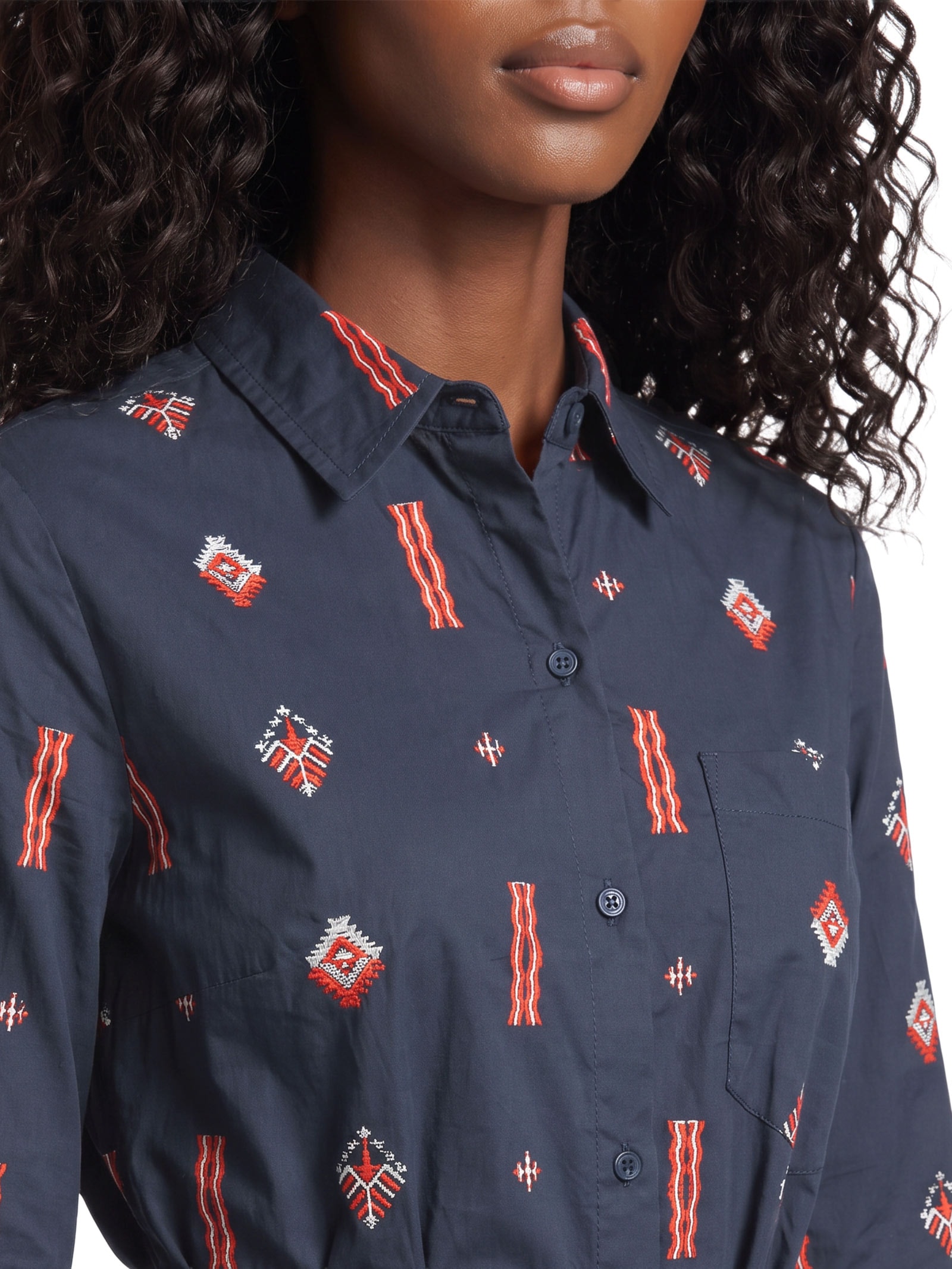 Vestido Chemisier Bordado Marine – Azul Cantão