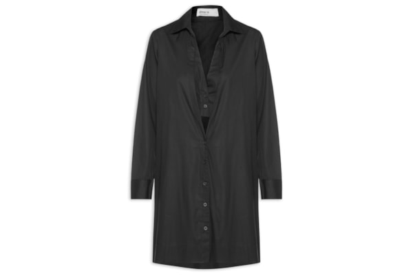 Vestido Chemisier Curto Algodão - Preto