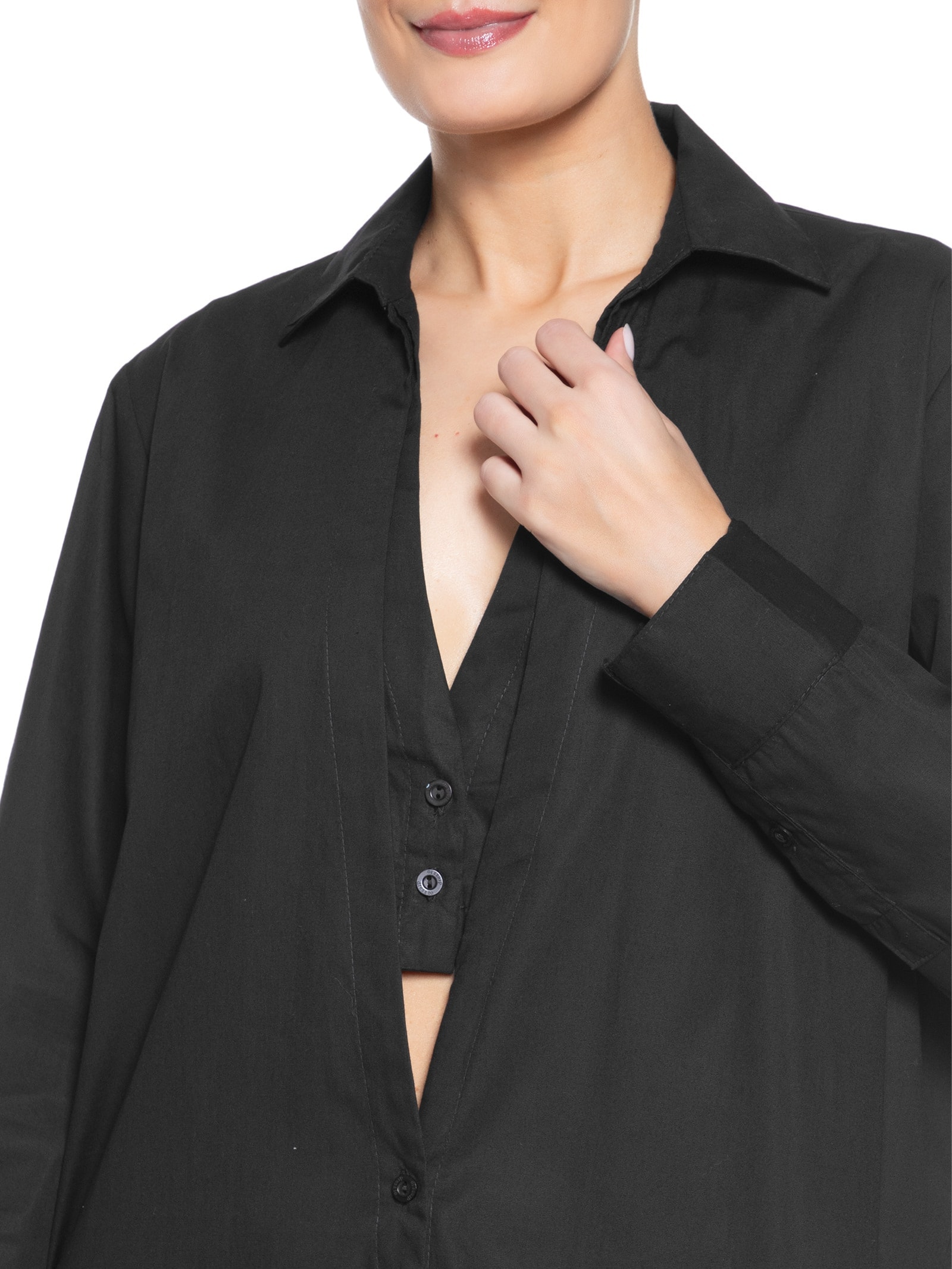 Vestido Chemisier Curto Algodão Preto Dress To