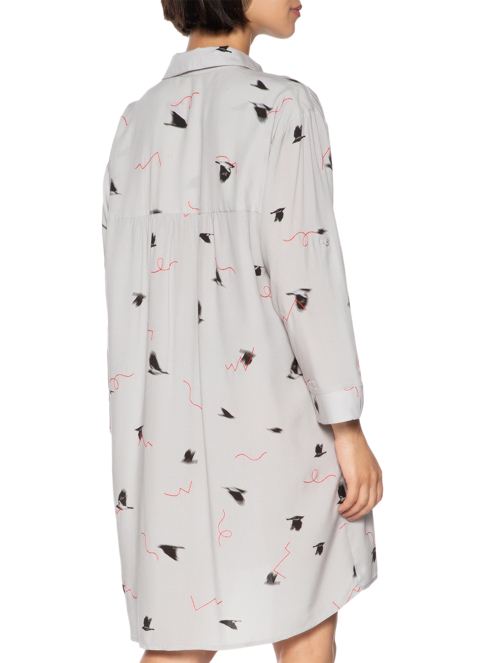 Vestido Chemisier Estampado Veloz Cinza Cantão