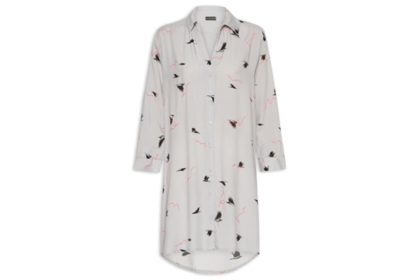 Vestido Chemisier Estampado Veloz - Cinza