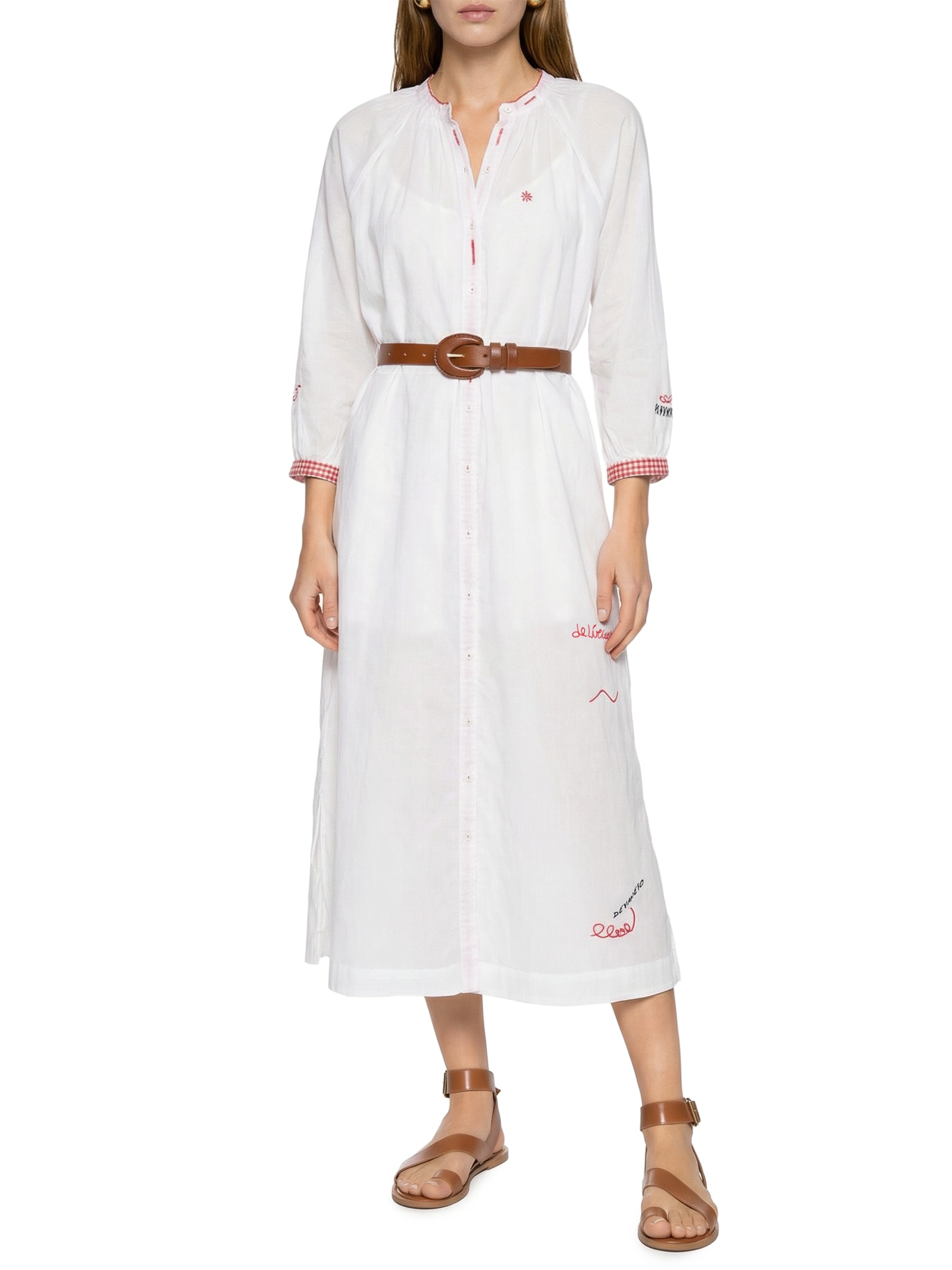 Vestido Chemisier Voil Bordado Delírio Branco Cantão