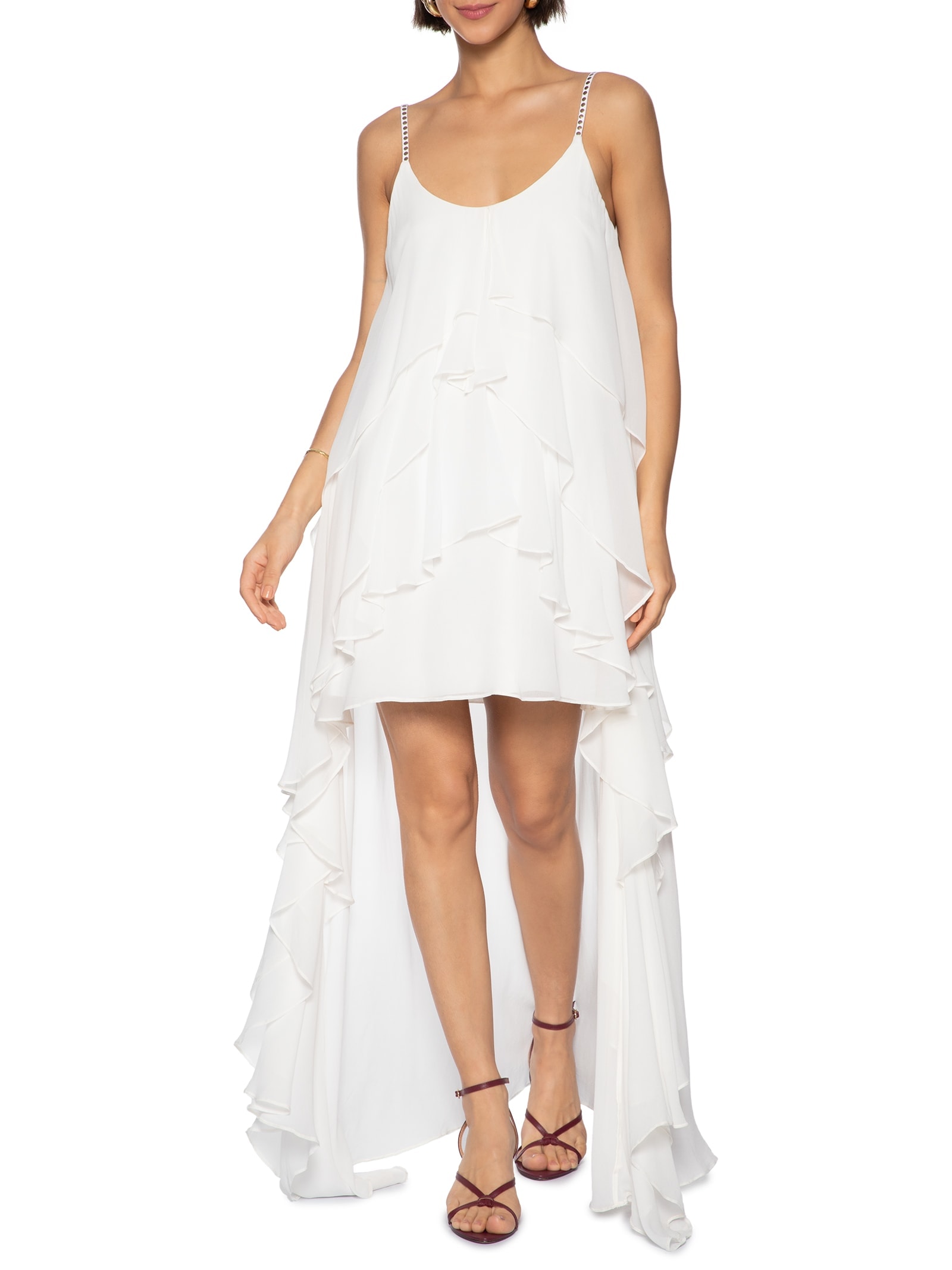Vestido Chiffon De Alça Branco Lança Perfume