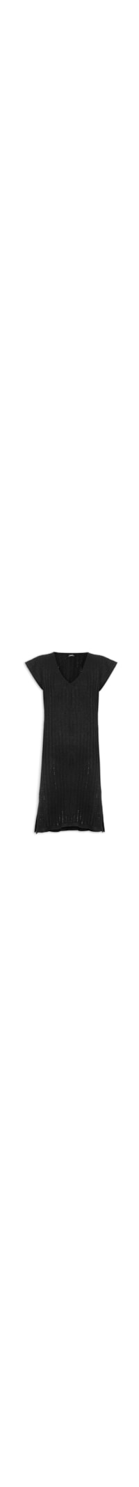 Vestido Colete Tricot Decote V - Preto