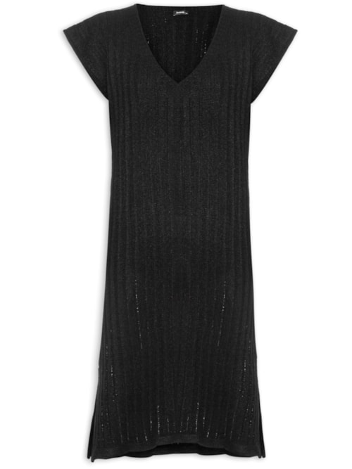 Vestido Colete Tricot Decote V – Preto