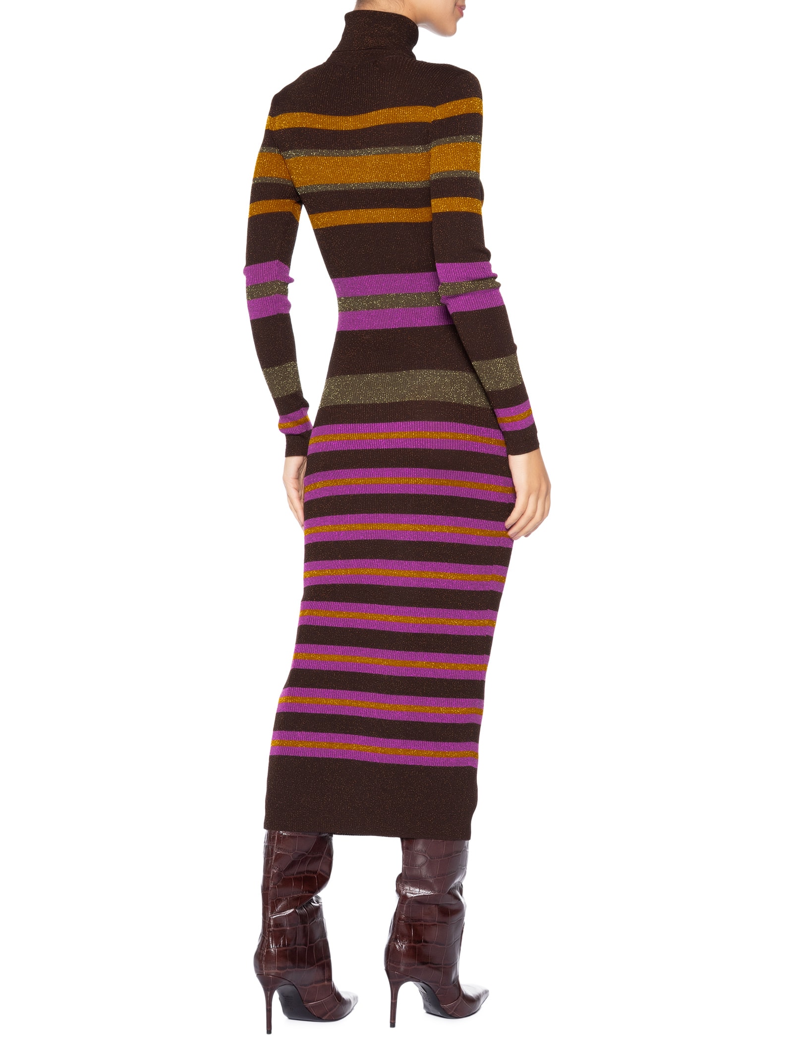 Vestido Colorido Stripes Lurex Marrom Animale