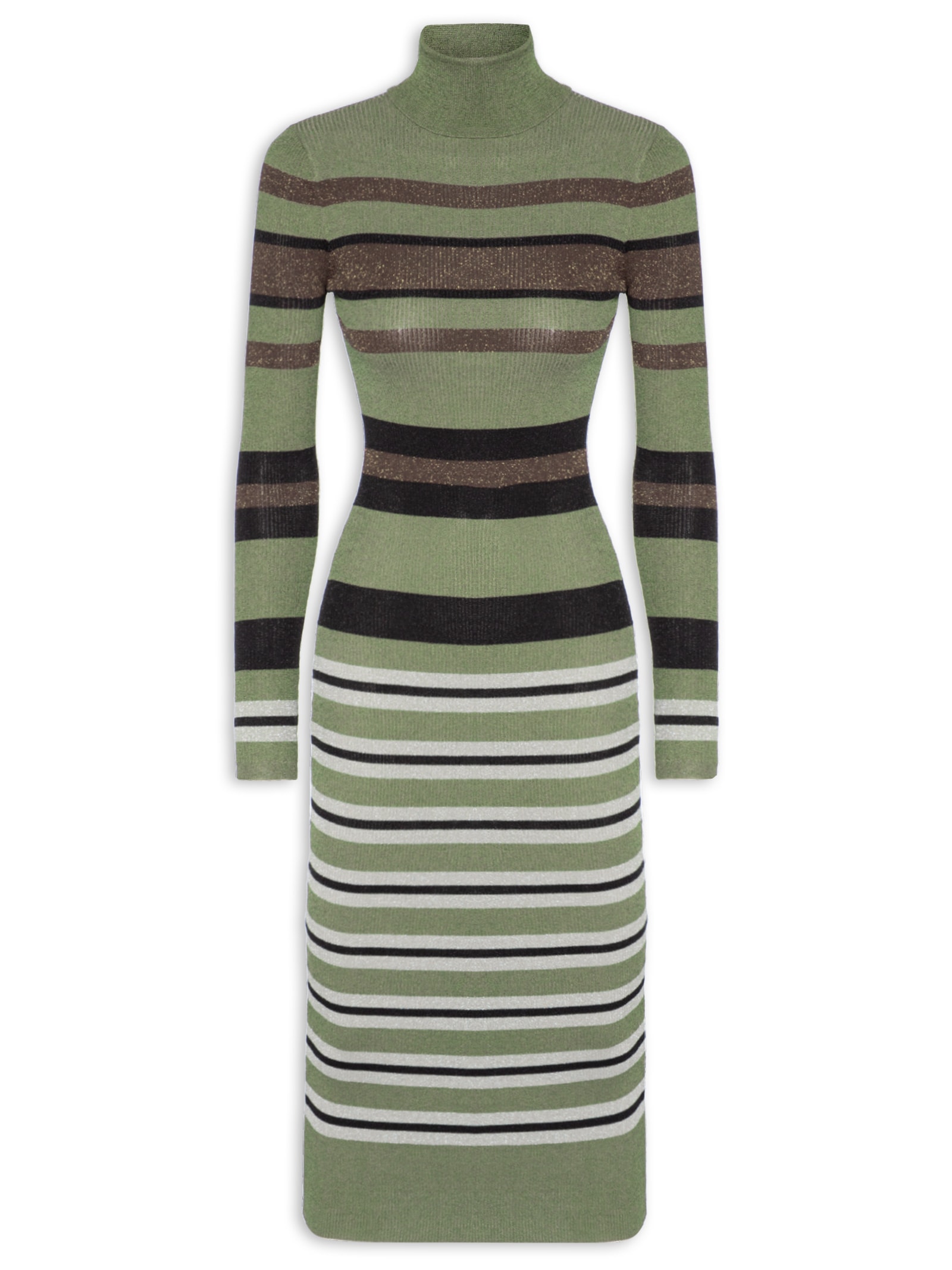 Vestido Colorido Stripes Lurex Verde Animale