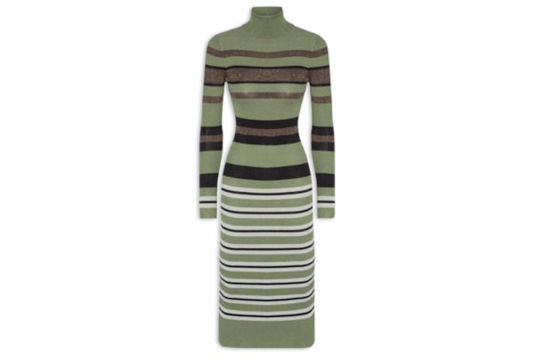 Vestido Colorido Stripes Lurex - Verde