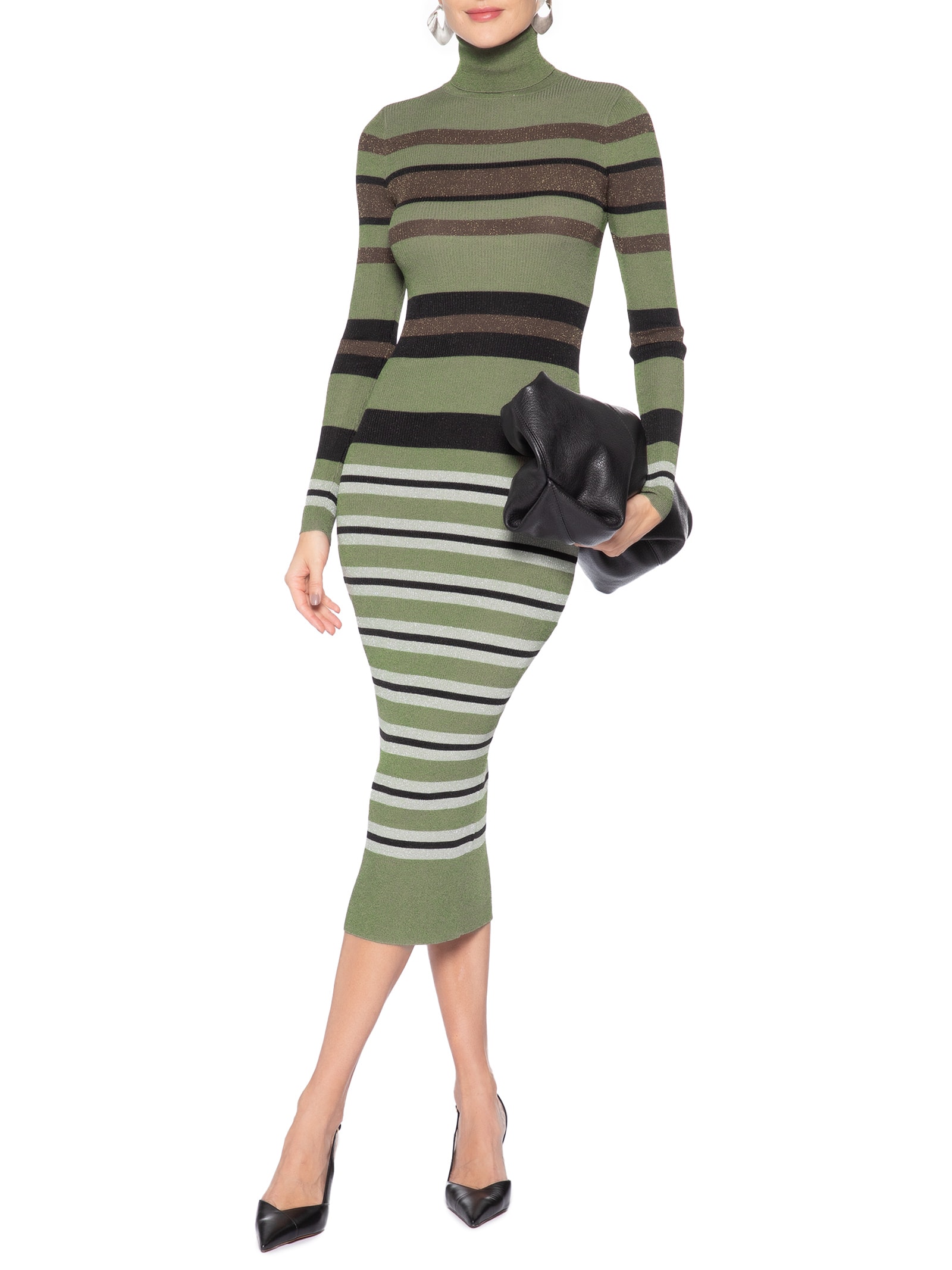 Vestido Colorido Stripes Lurex Verde Animale