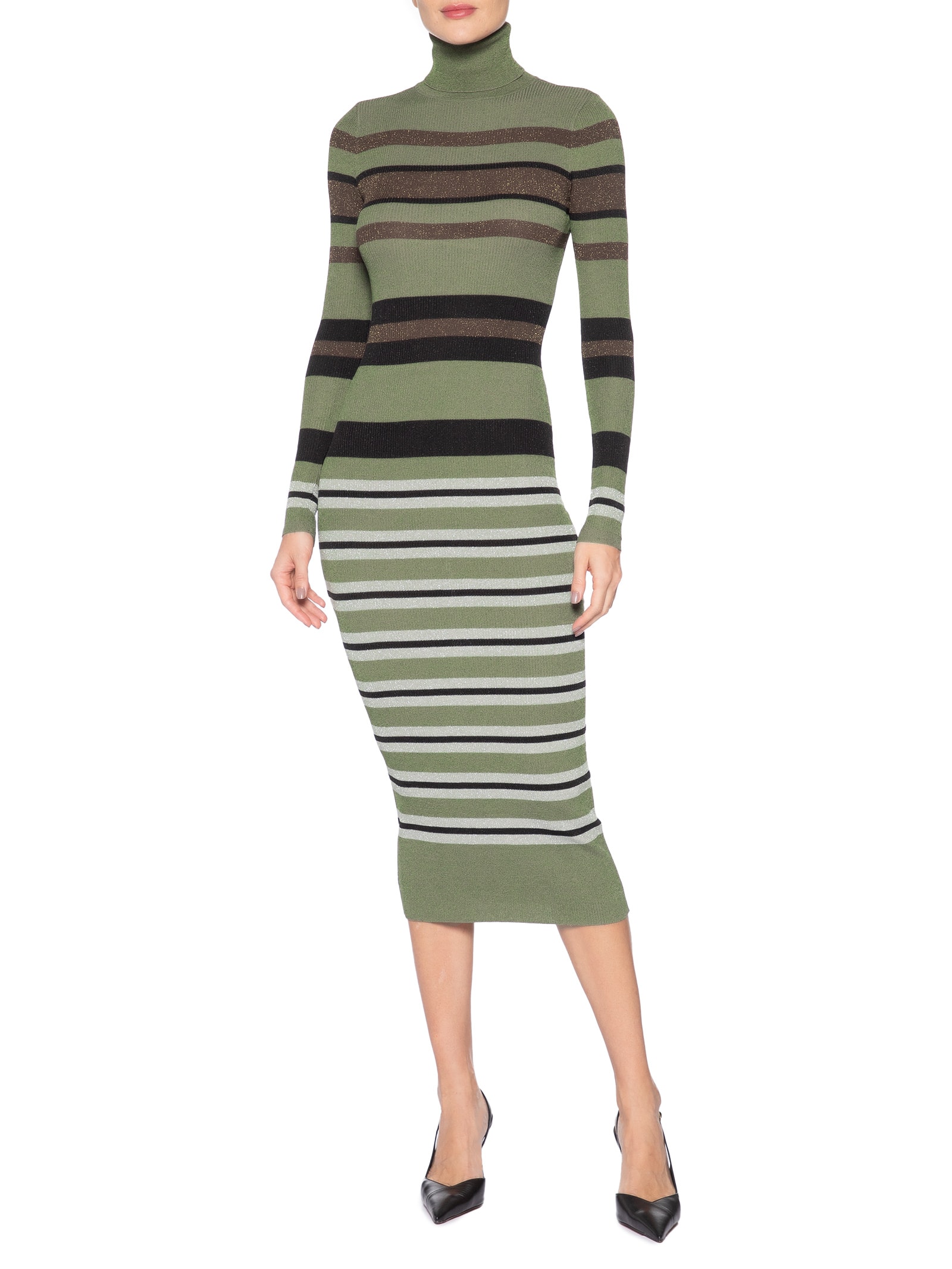 Vestido Colorido Stripes Lurex Verde Animale