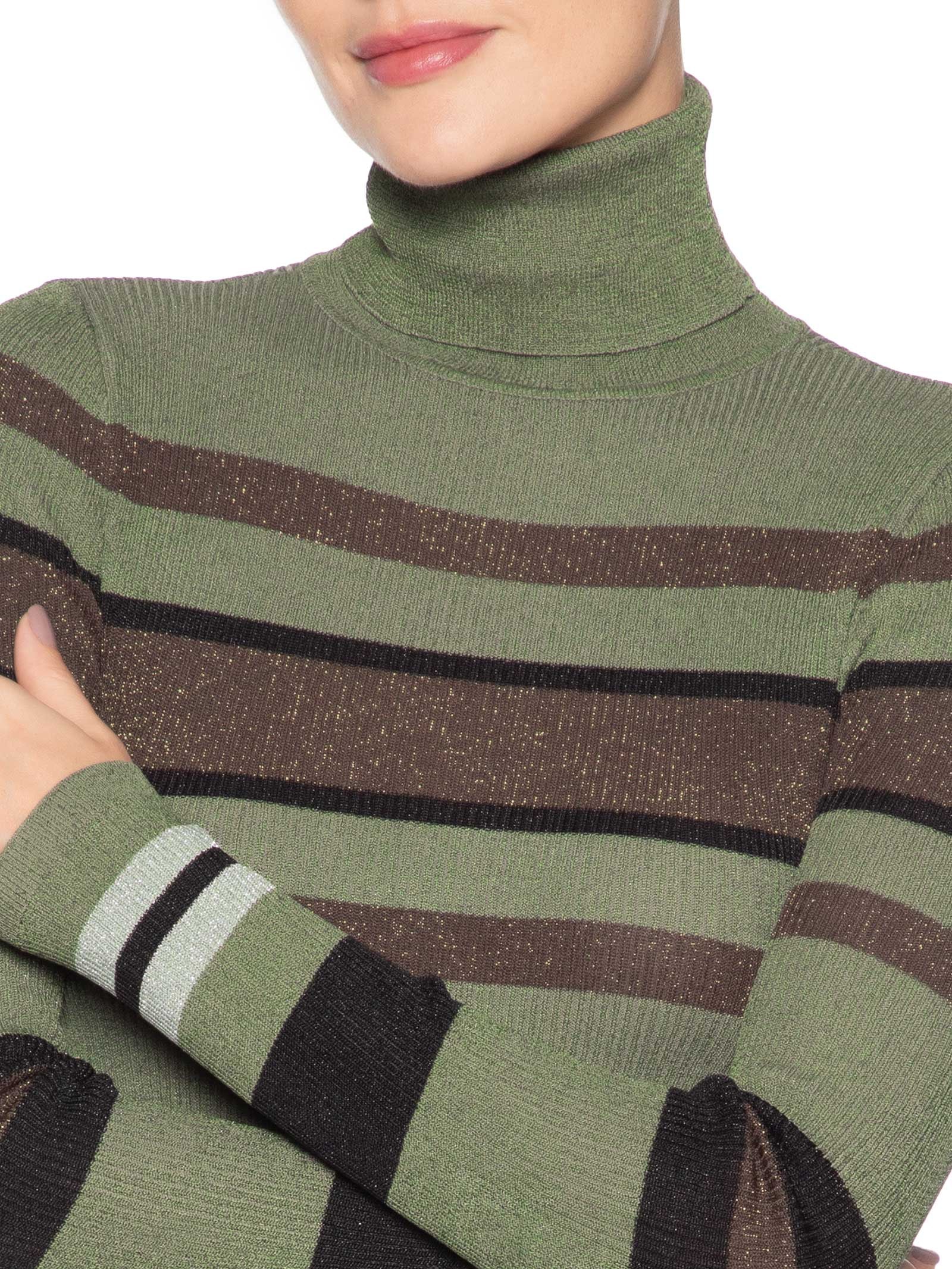 Vestido Colorido Stripes Lurex Verde Animale