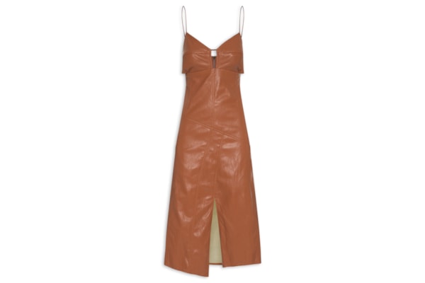 Vestido Com Alças Finas - Marrom