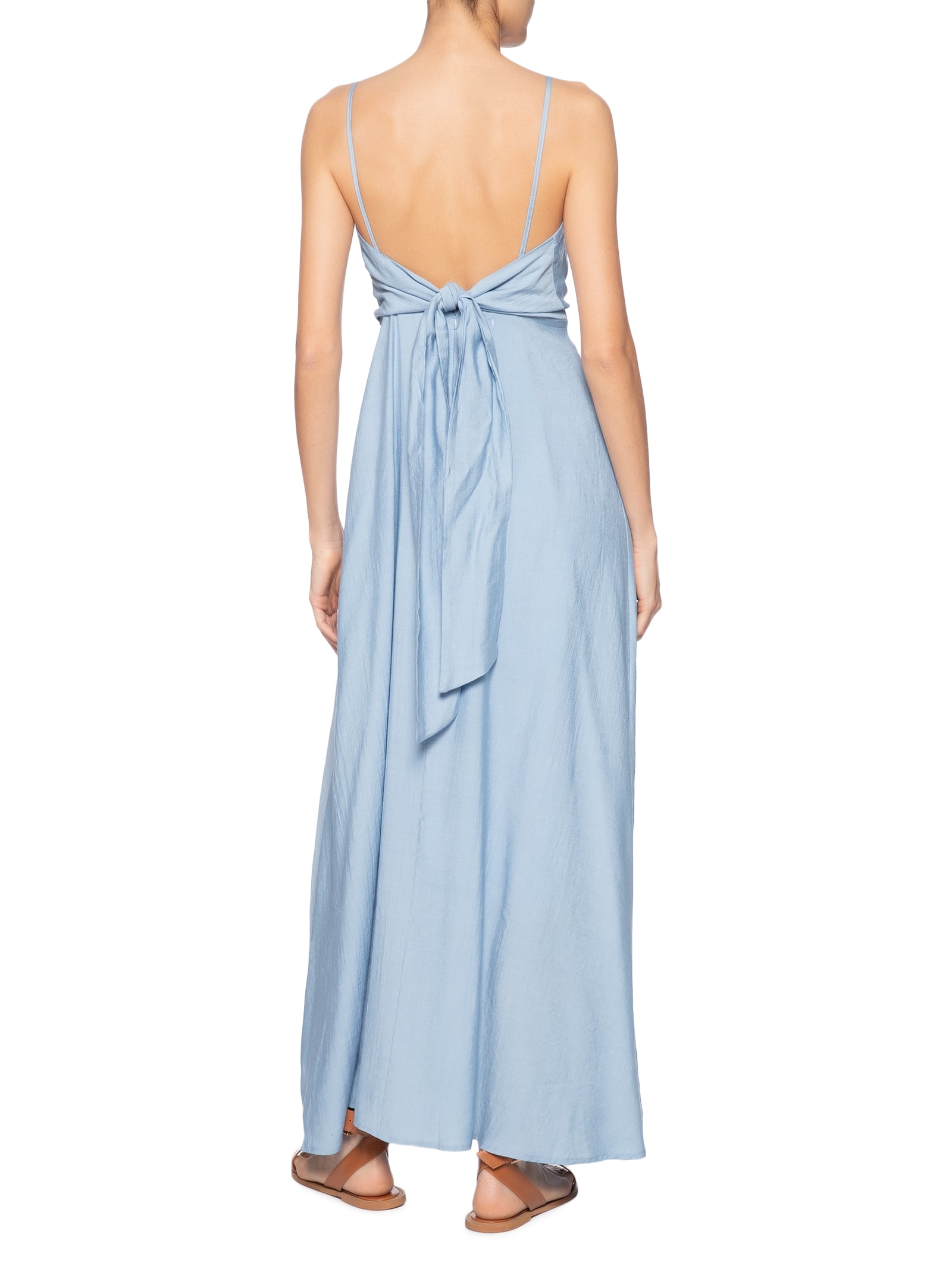 Vestido Com Amarração Nas Costas Azul Basiq