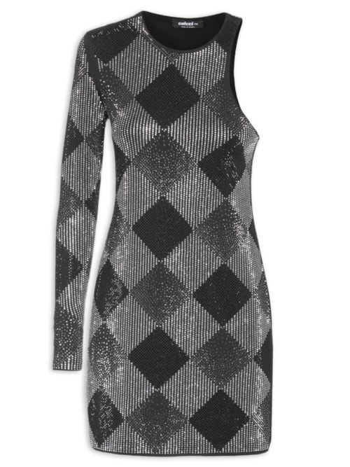 Vestido Com Aplicação - Preto