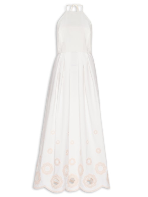 Vestido Com Bordado Na Barra – Branco