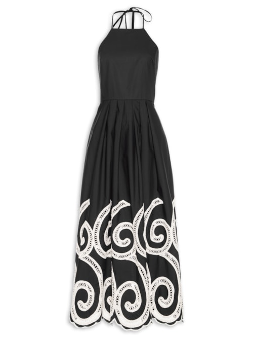 Vestido Com Bordado – Preto