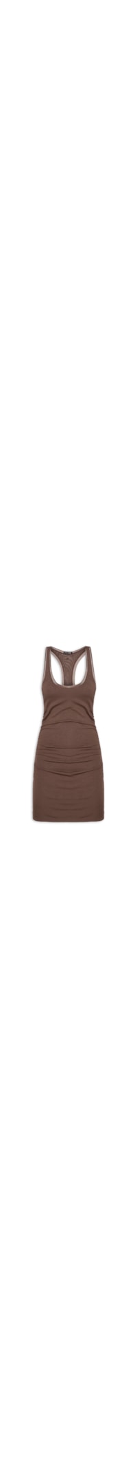 Vestido Com Franzido Lateral - Marrom