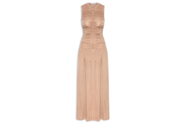 Vestido Com Franzidos - Bege