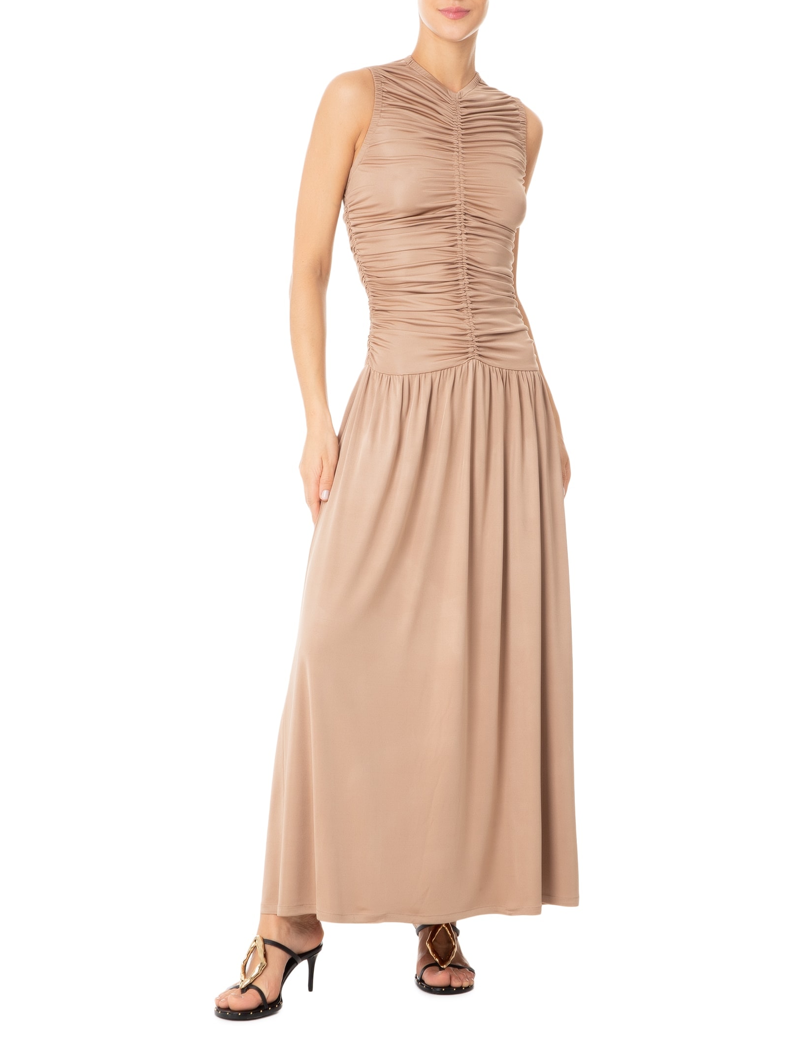 Vestido Com Franzidos Bege '2Essential