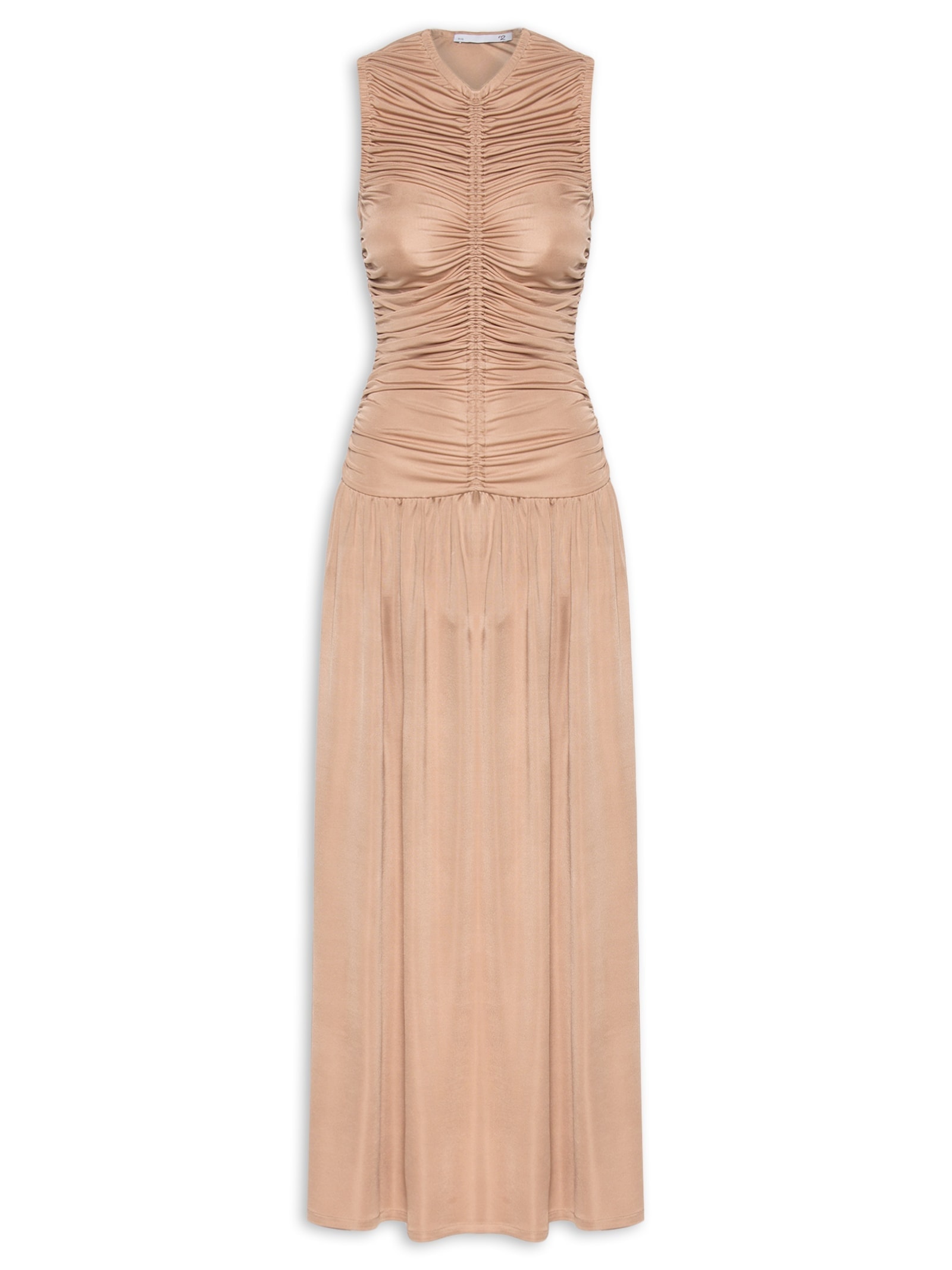 Vestido Com Franzidos Bege '2Essential