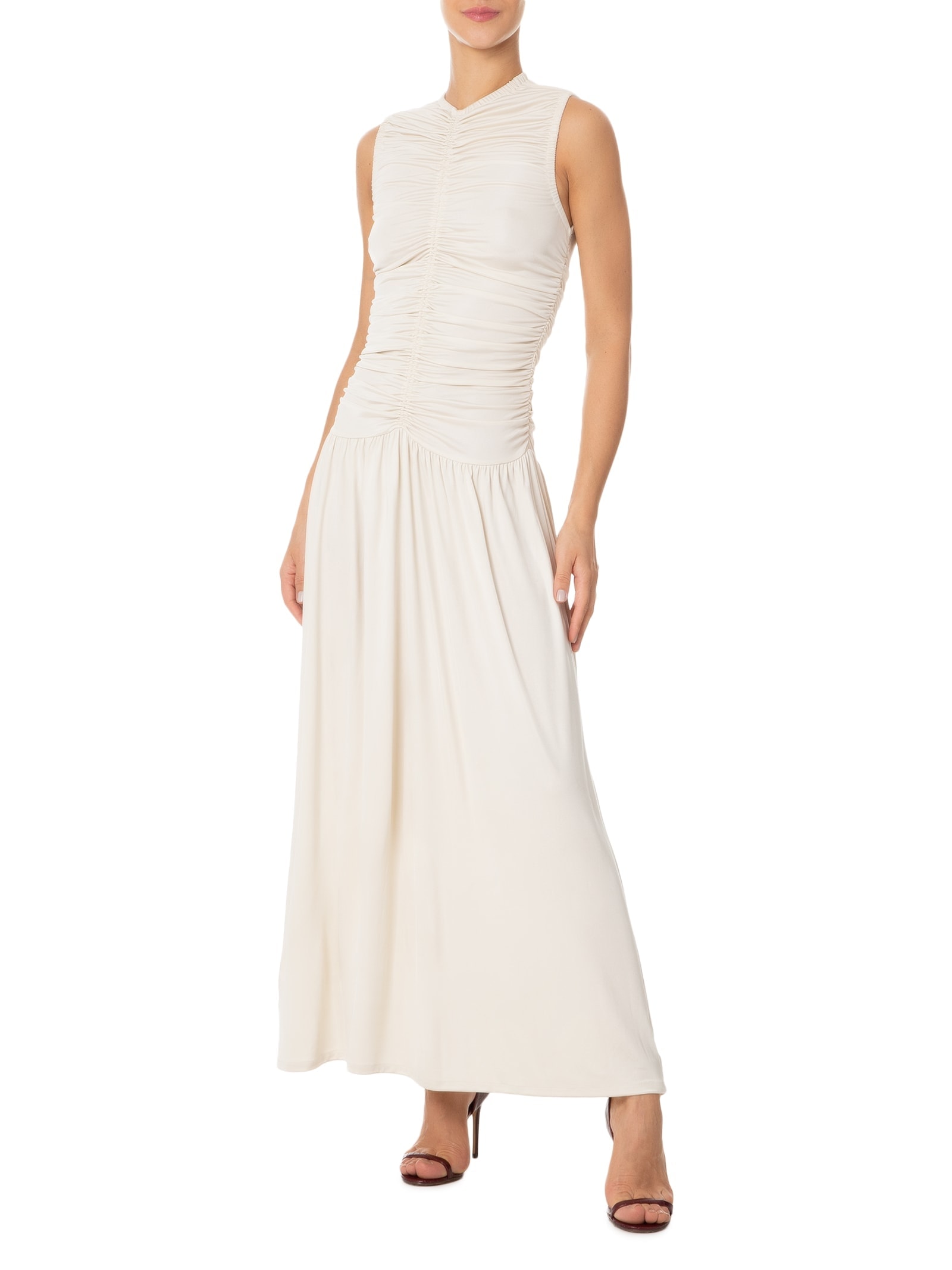 Vestido Com Franzidos Off White '2Essential