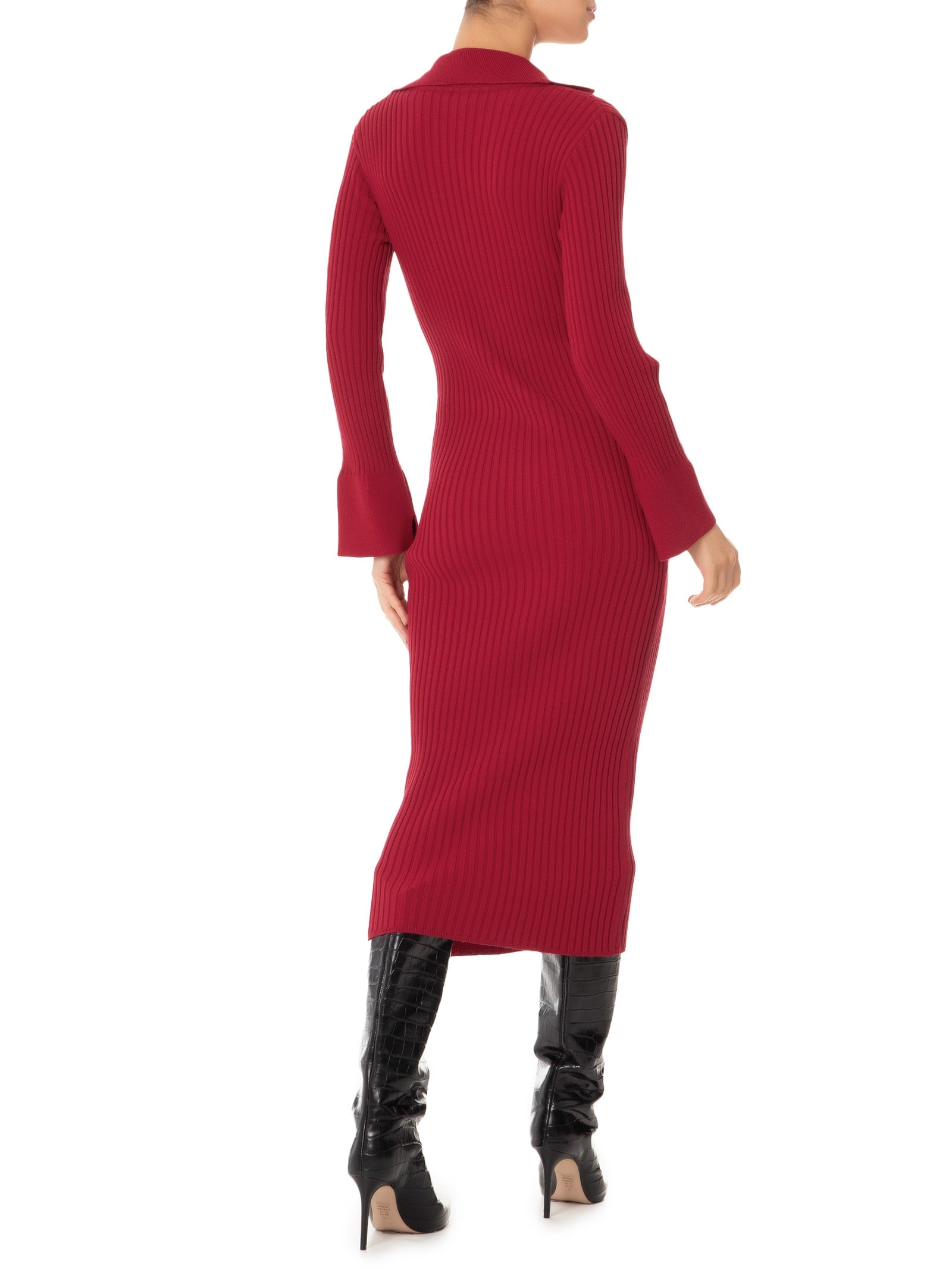 Vestido Com Gola Polo Em Tricot Vermelho '2Essential