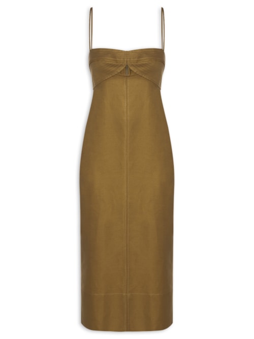 Vestido Com Linho Antique - Verde