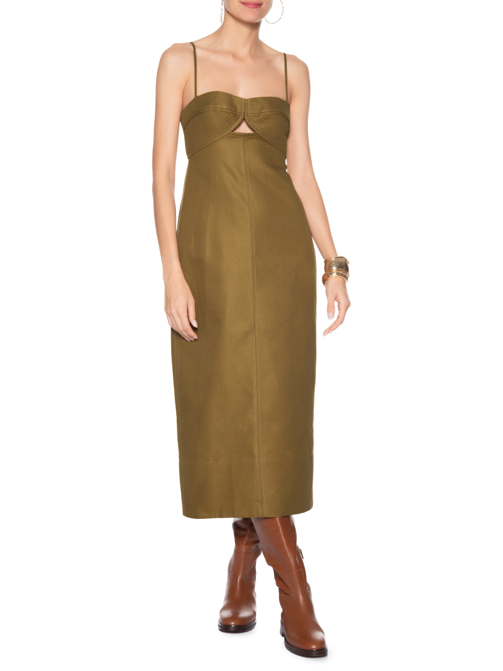 Vestido Com Linho Antique Verde Animale