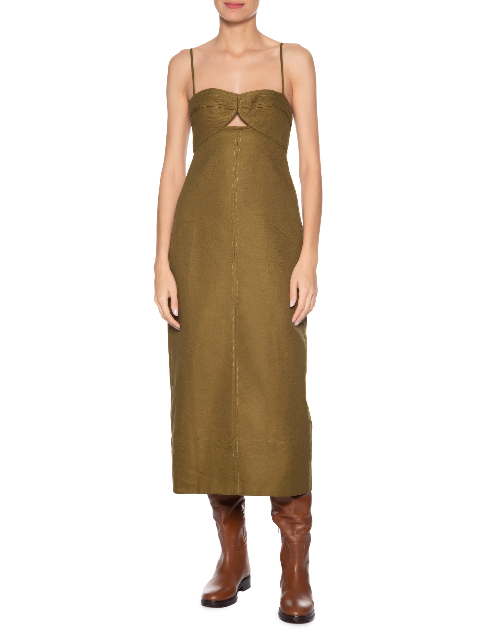 Vestido Com Linho Antique Verde Animale