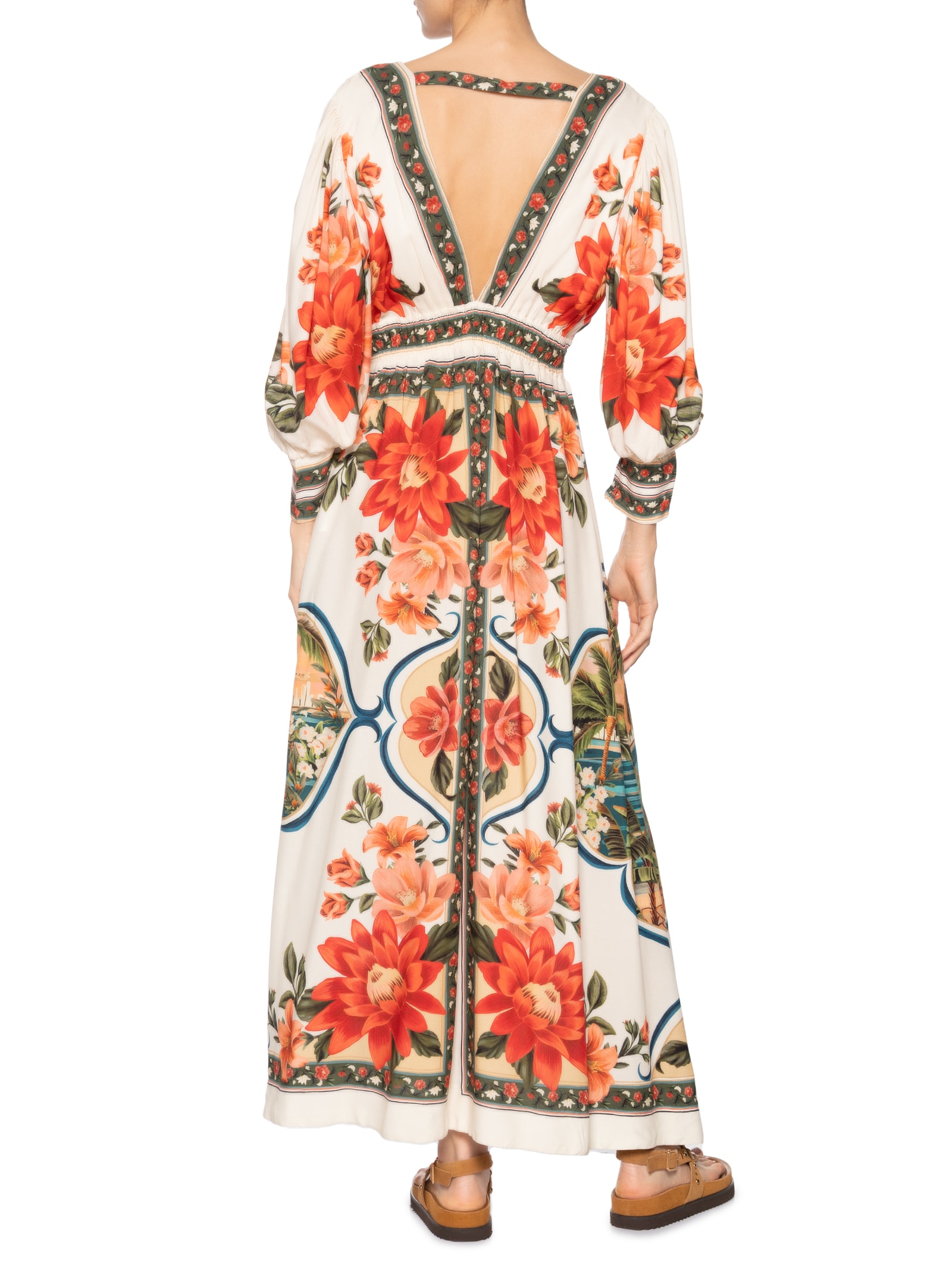 Vestido Com Mangas Flor Do Rio Branco Farm