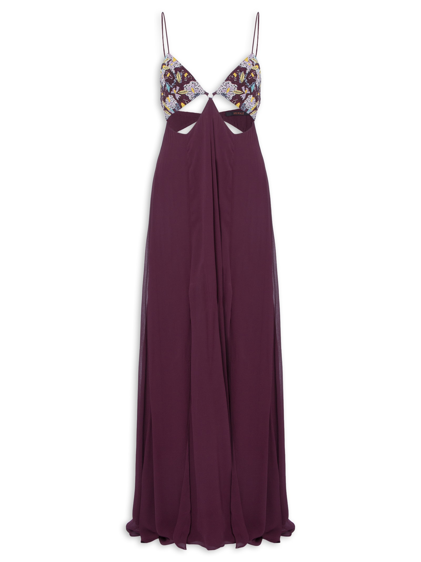 Vestido Com Top Bordado Roxo Animale
