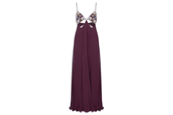Vestido Com Top Bordado - Roxo