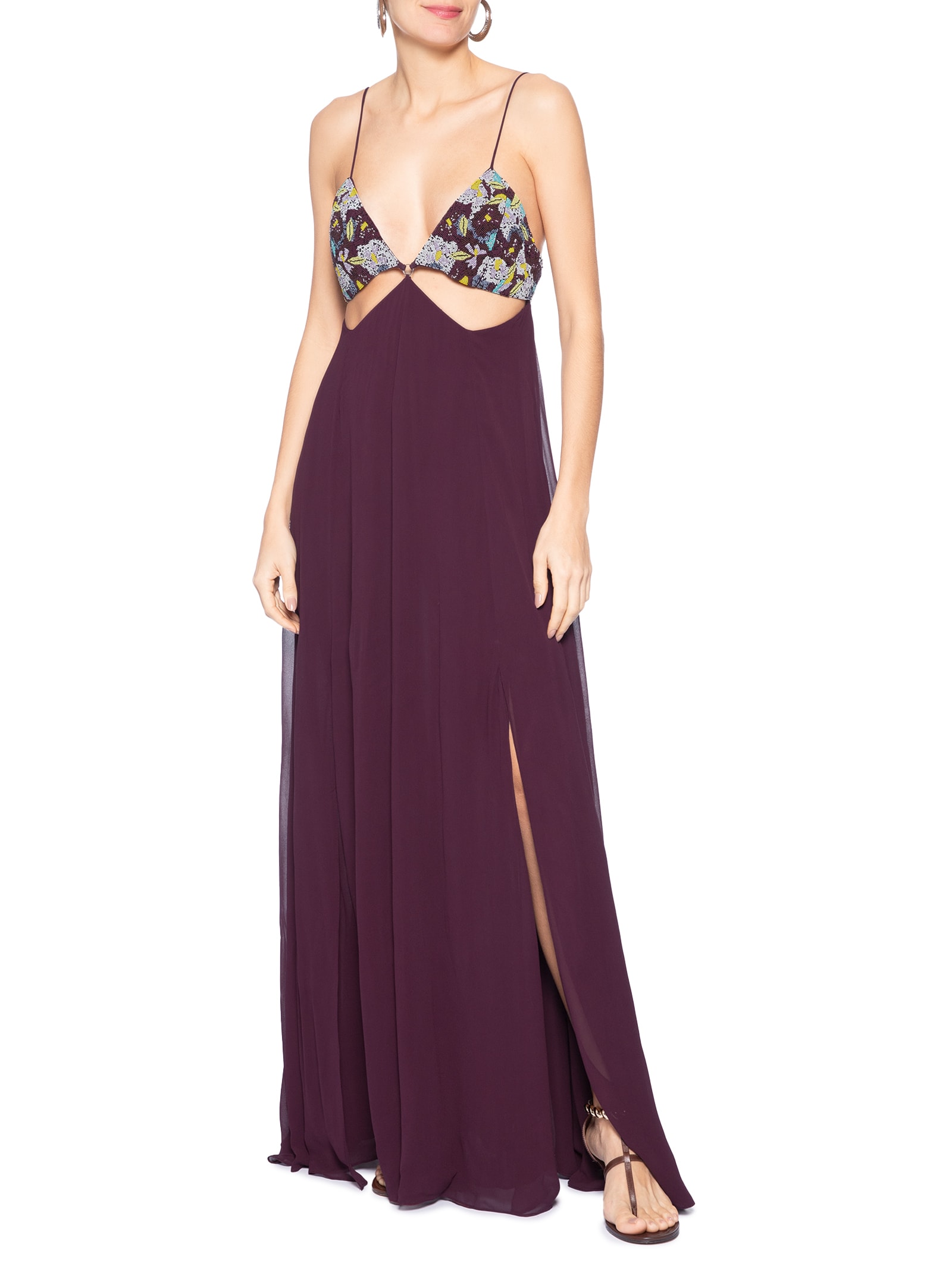 Vestido Com Top Bordado Roxo Animale