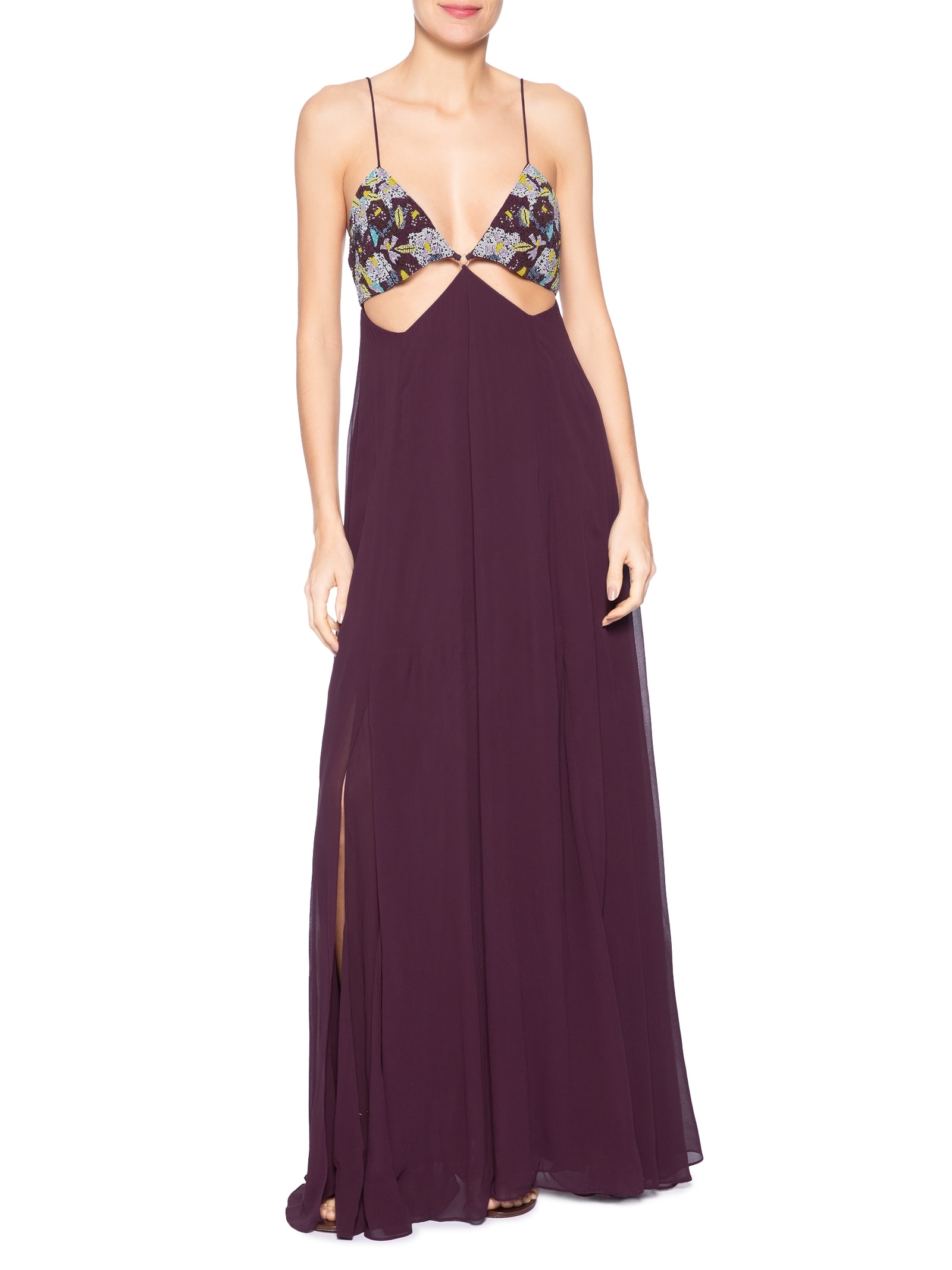 Vestido Com Top Bordado Roxo Animale