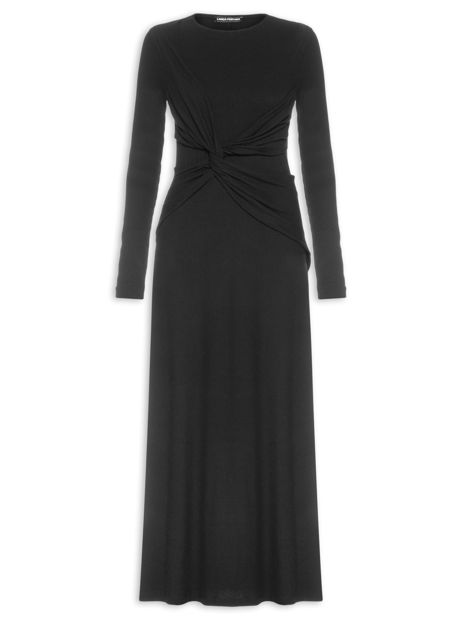 Vestido Com Torção Frontal Preto Lança Perfume