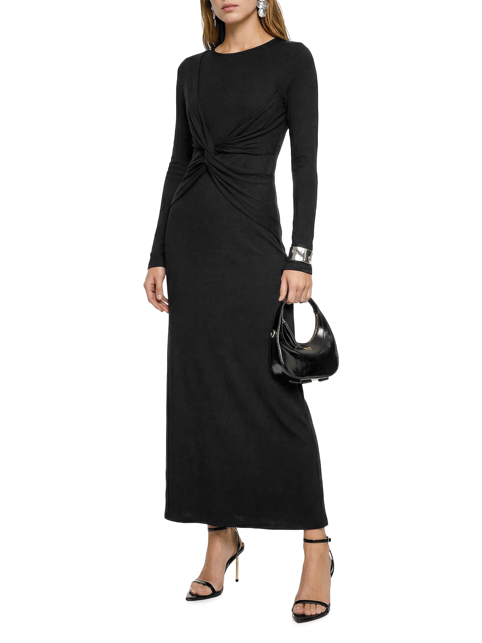 Vestido Com Torção Frontal Preto Lança Perfume