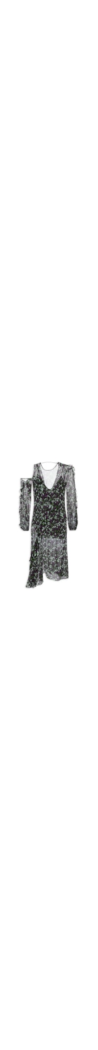 Vestido Concept Babados Floral Jardim - Preto