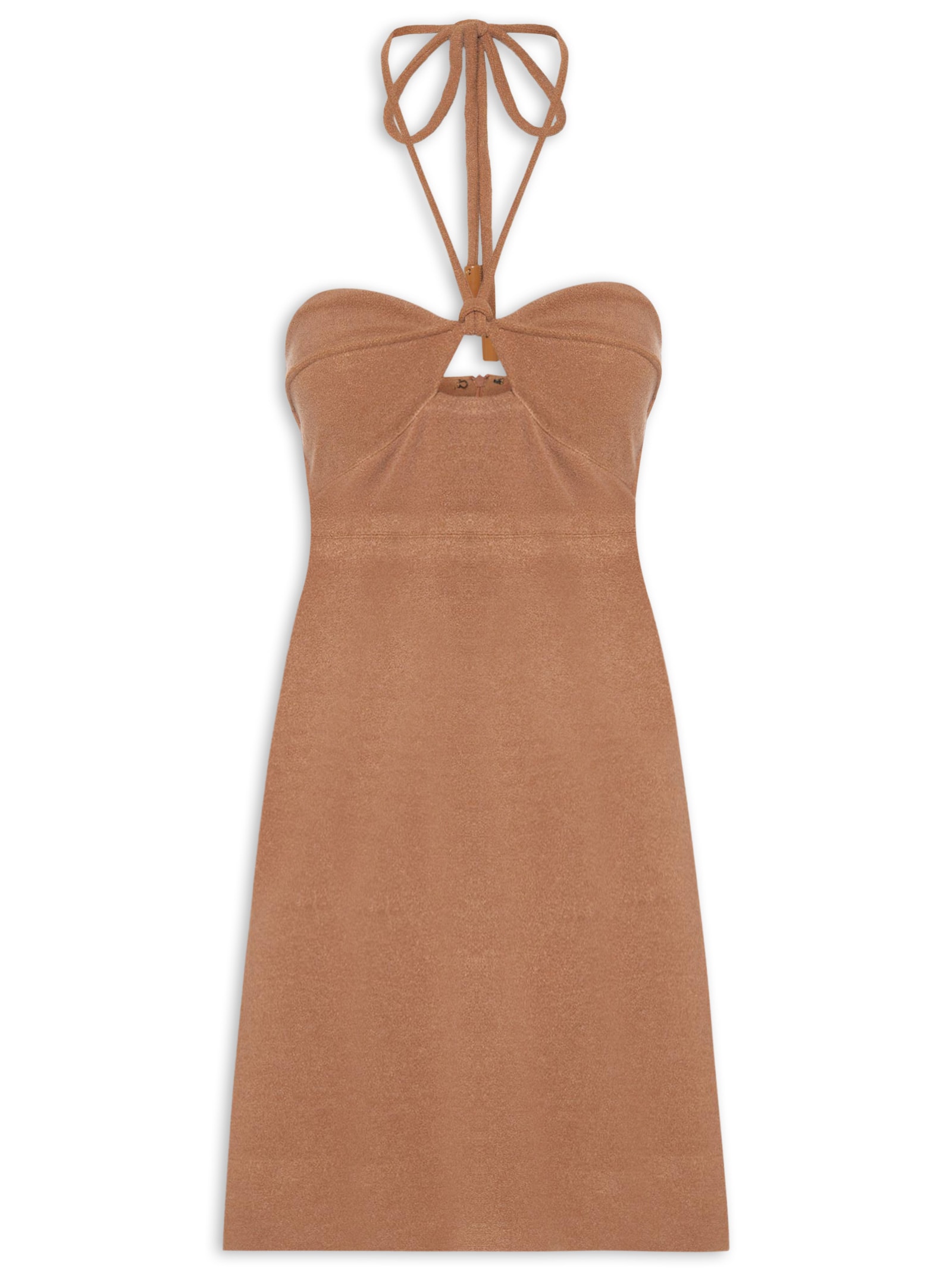 Vestido Concha Curto Marrom Animale