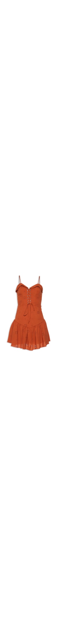Vestido Corset Com Babados - Marrom