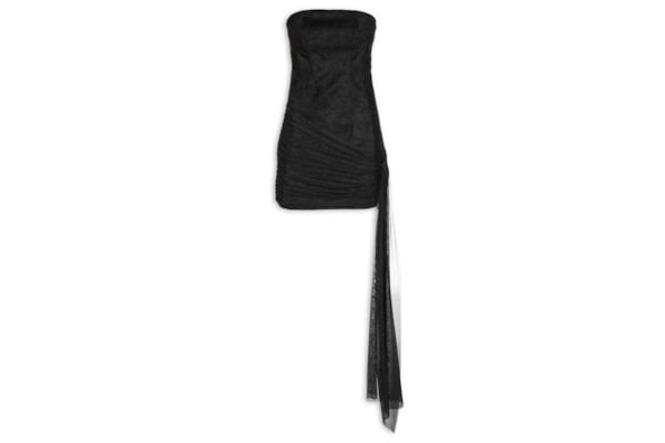 Vestido Corset Em Suede Com Drapeado - Preto