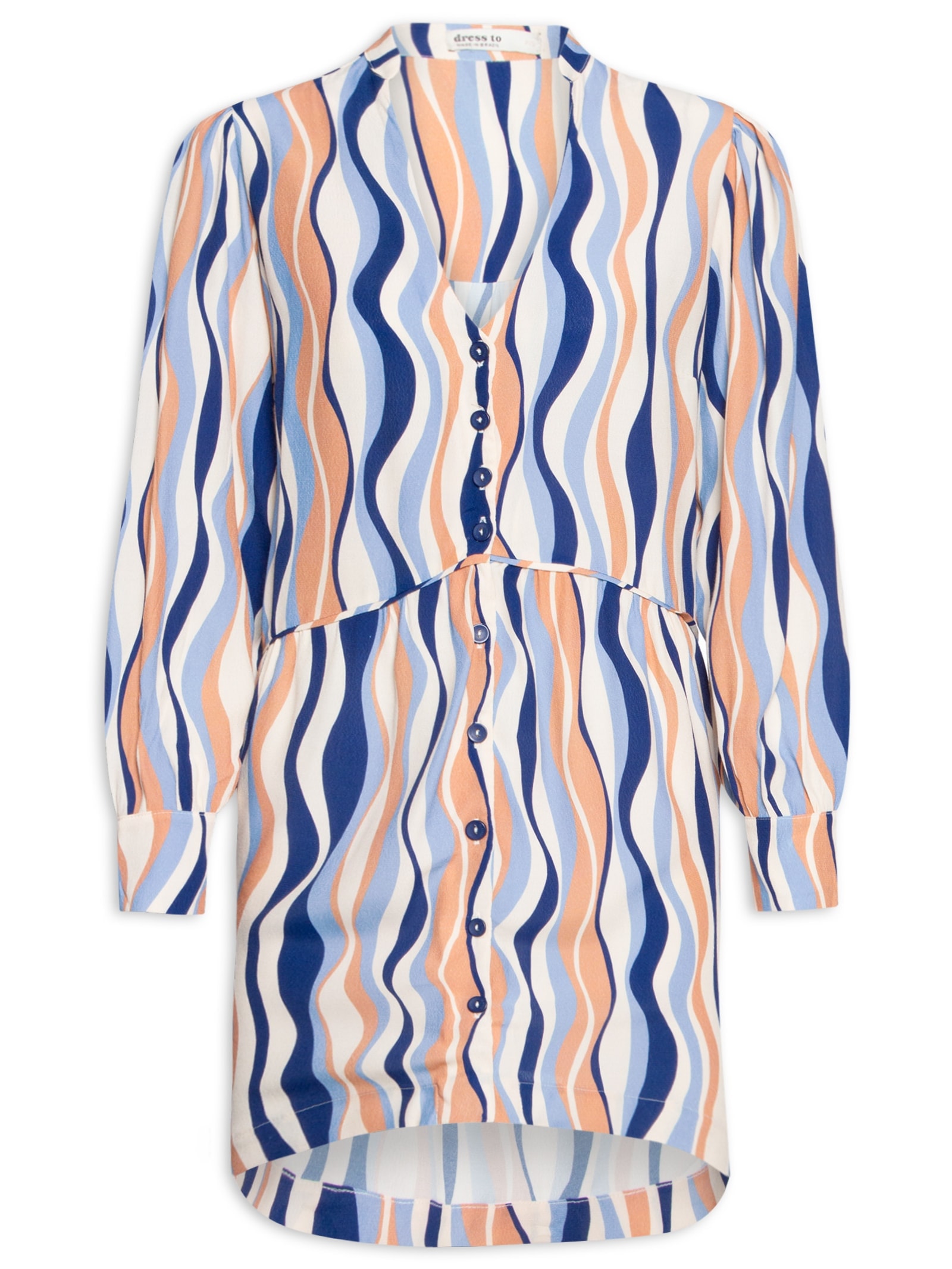 Vestido Crepe Estampa Carioca Azul Dress To