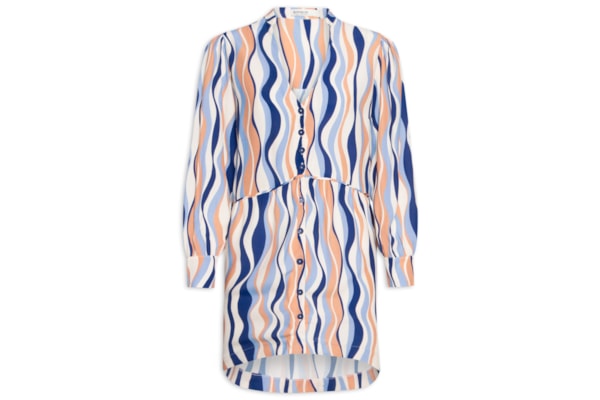 Vestido Crepe Estampa Carioca - Azul