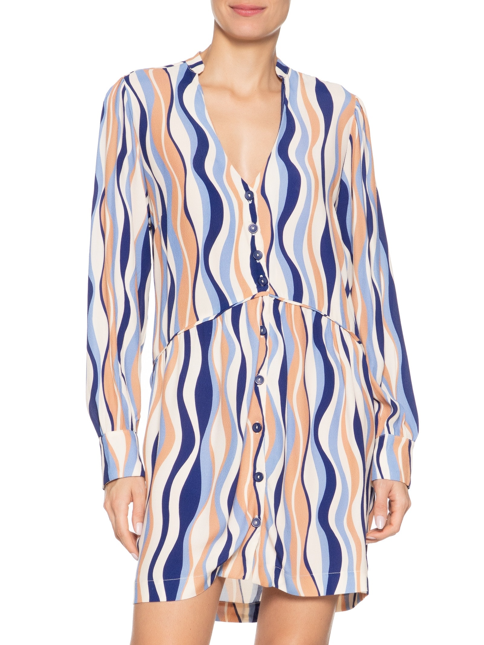 Vestido Crepe Estampa Carioca Azul Dress To