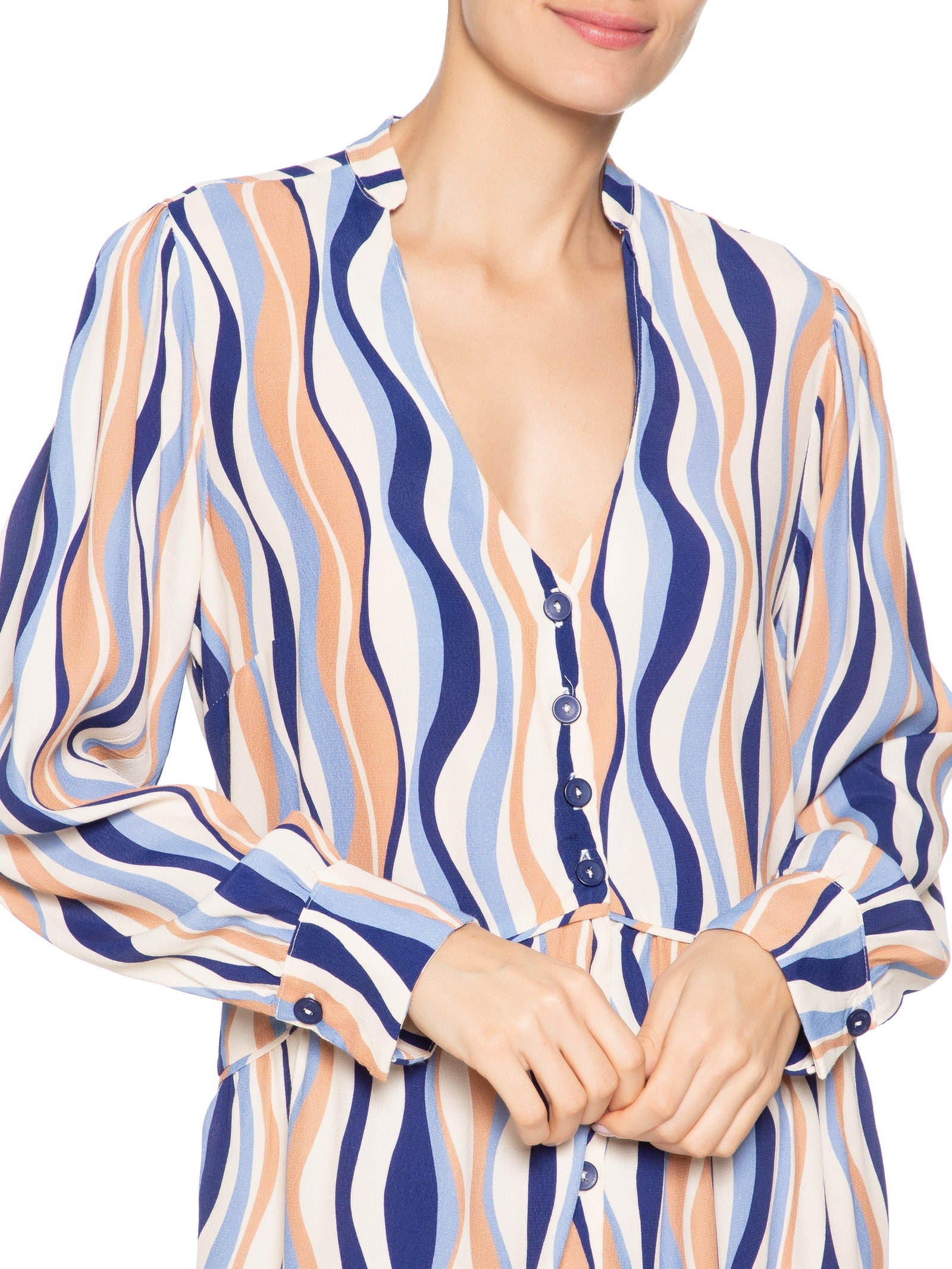 Vestido Crepe Estampa Carioca Azul Dress To