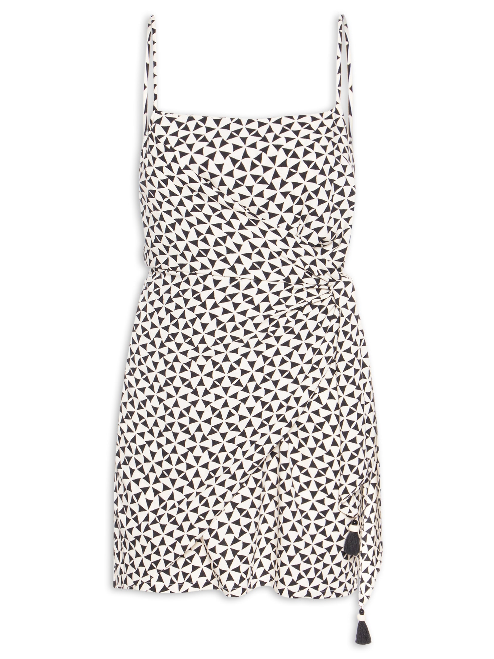 Vestido Crepe Estampa Vento Preto Dress To