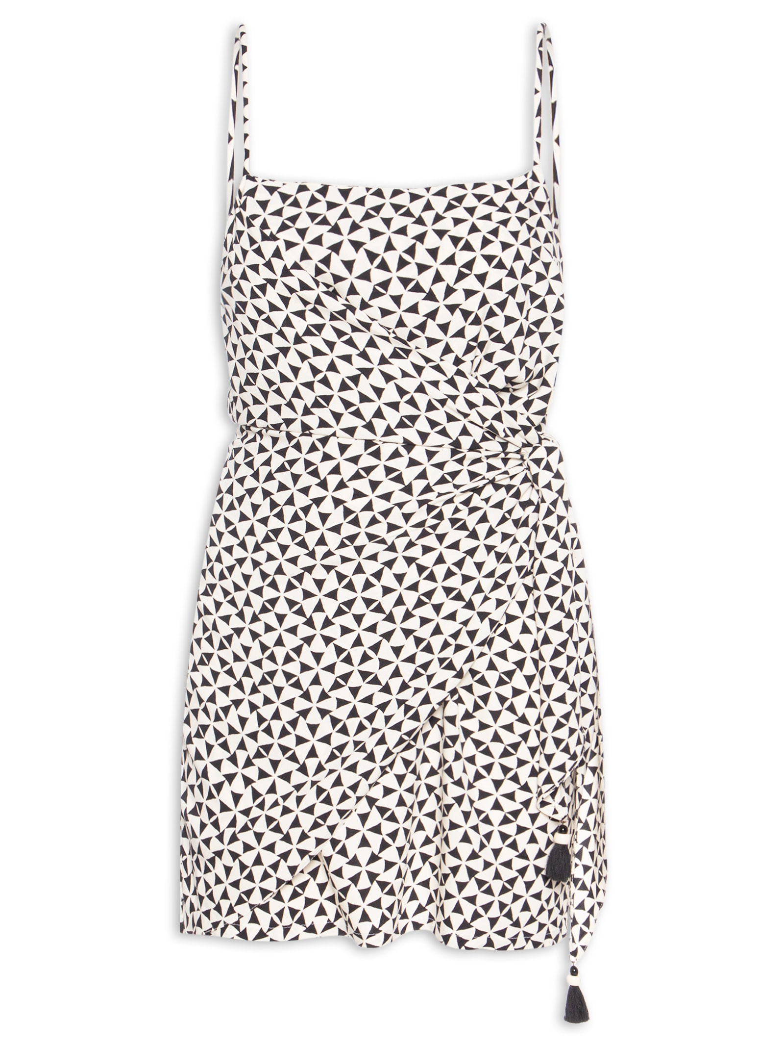 Vestido Crepe Estampa Vento Preto Dress To