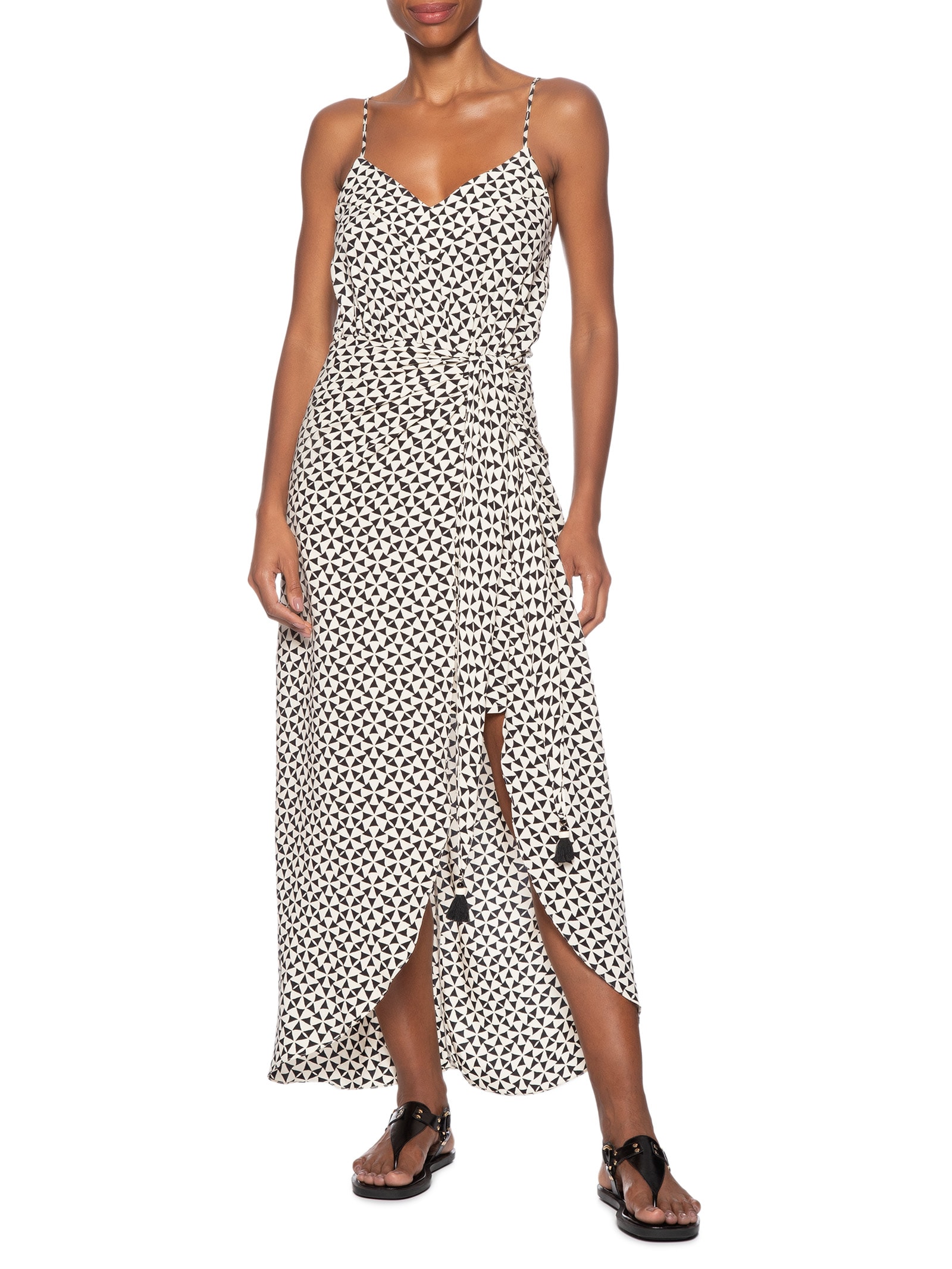 Vestido Crepe Estampa Vento Preto Dress To